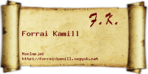 Forrai Kamill névjegykártya